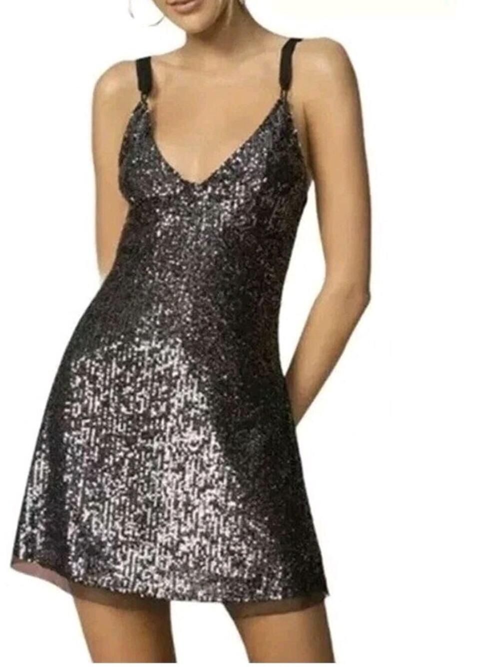 Free People Women’s Gold-Rush Mini Dress Color Black Size S Style OB1078545